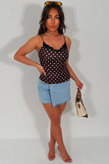 lace trim polka dot top going out top styledup whitefox