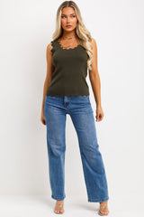 womens scalloped neck knitted top 