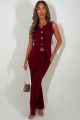 womens waistcoat and skinny flare two piece set going out christmas occasion outfit 