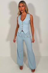 zara womens gold button waistcoat and trousers two piece co ord set going out occasion outfit for womens styledup uk