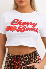 cherry bomb baby tee black crop t shirt womens festival clothes white