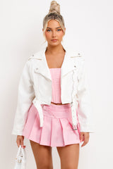 zara womens white denim jacket