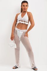 crochet crop top and trousers co ord holiday outfit uk