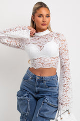 white flare long sleeve crop top going out summer occasion holiday outfit