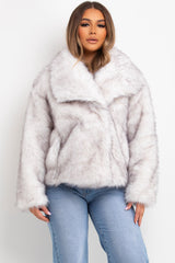 zara womens faux fur jacket with collars styledup