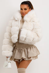 cropped faux fur bubble coat
