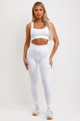 womens ribbed crop top and high waist leggings set