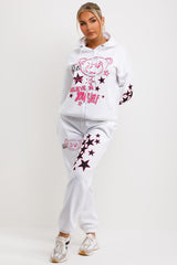 womens white oversized hoodie and joggers set