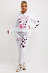 womens tracksuit set zip through hoodie and joggers set
