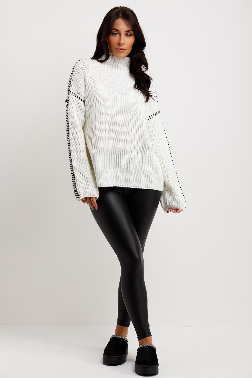 knitted jumper with contrast stitches