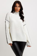 contrast stitch knitted jumper womens