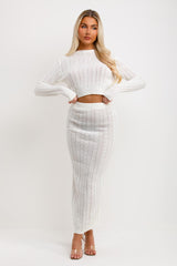 womens white knitted co ord set going out outfit