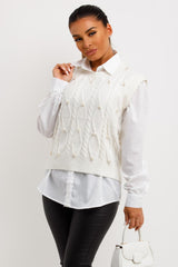 womens jumper shirt with pearl detail