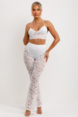 womens lace top and trousers two piece co ord set festival rave party outfit