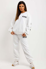 womens michigan slogan sweatshirt and joggers co ord set