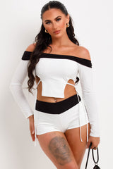 fold over detail bandeau top and shorts set festival holiday clothes rave outfit