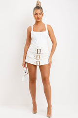 Skort With Buckle Detail White