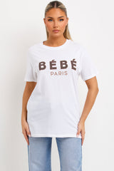 bebe paris slogan white t shirt