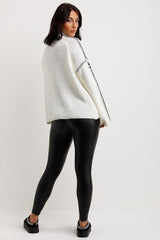 long sleeve knitted jumper with contrast stitches