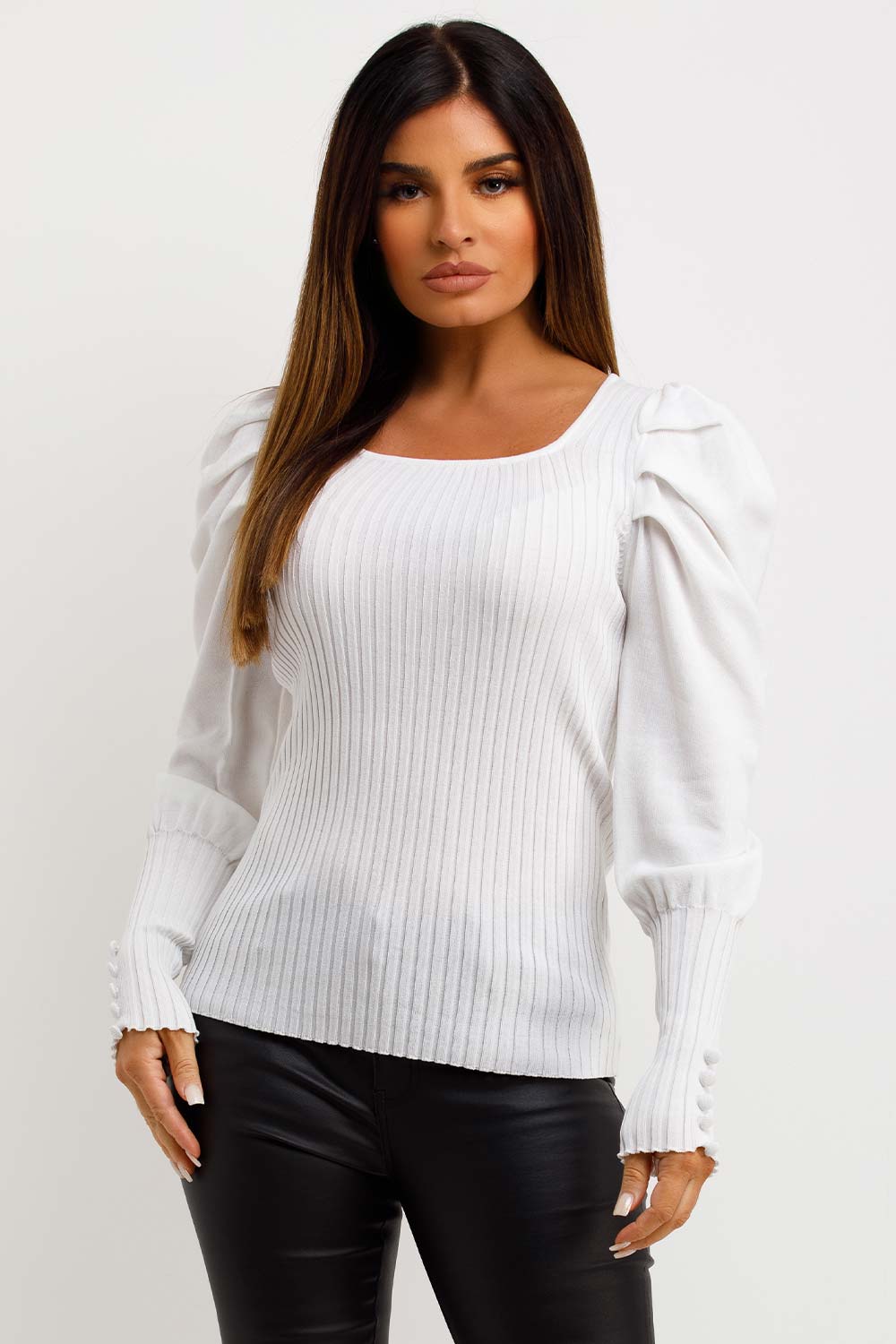 womens jumper with puff sleeves