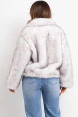 zara womens white faux fur jacket