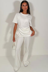 cinched waist fitted top and trousers two piece co ord womens everyday travel outfit styledup uk