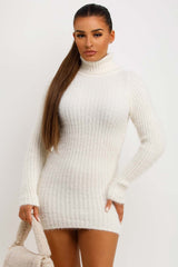 white knitted jumper dress womens 
