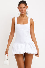 puffball scoop neck mini dress