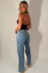 high waist wide leg jeans with front patch pockets zara womens denim styledup uk 
