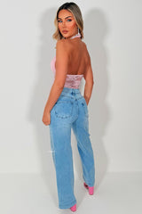 womens rhinestone diamante denim pants womens zara