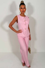 womens denim waistcoat and jeans two piece co ord matching set styledup uk