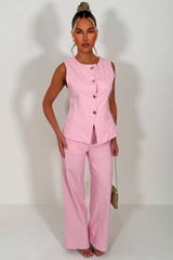 denim waist coat and wide leg jeans co ord matching outfit for summer occasions styledup