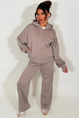 womens zip up hoodie and wide leg jogger tracksuit co ord set oversized double zip and with thumbholes womens streetwear styledup zara womens uk 