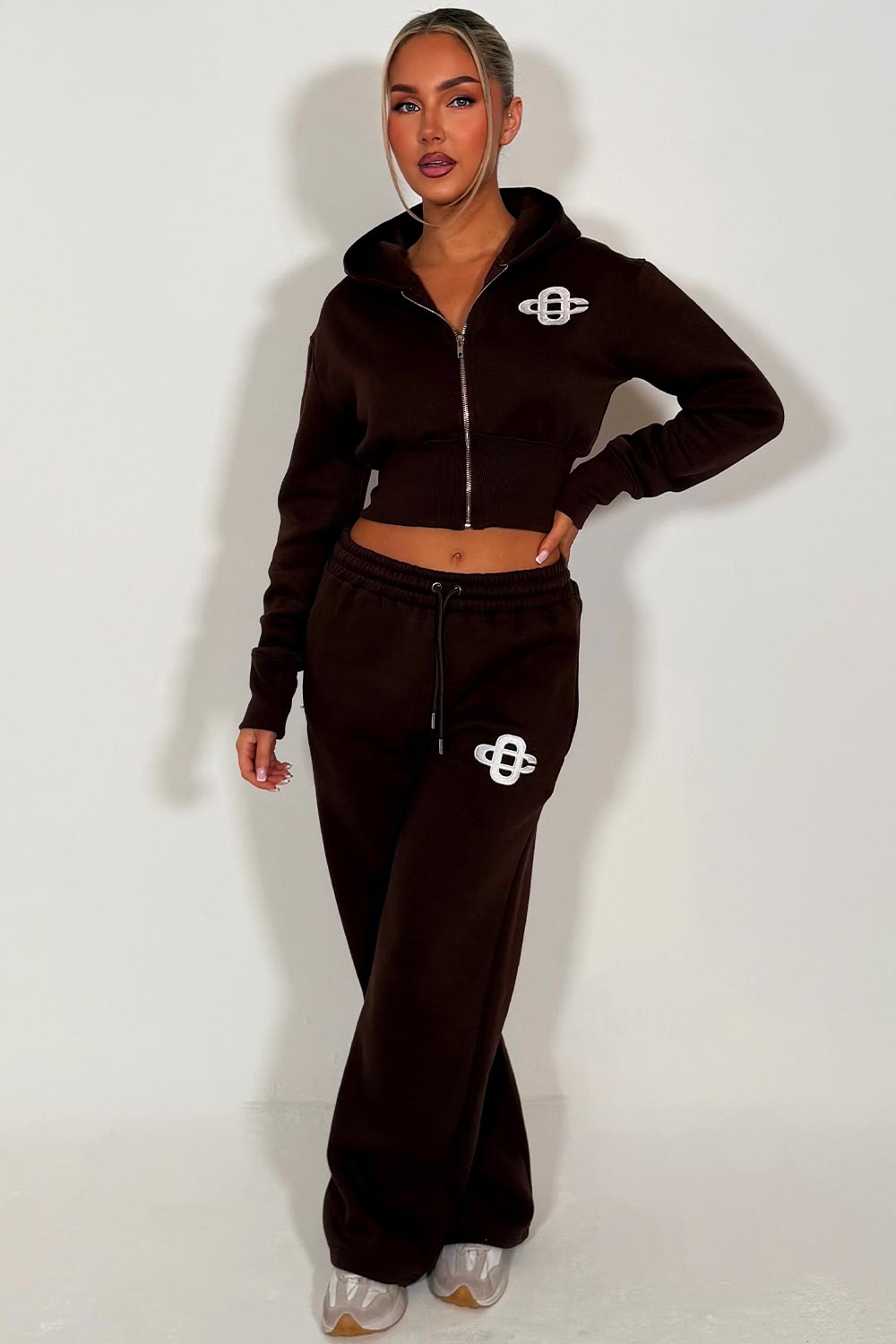 womens crop corset hoodie and joggers tracksuit set airport outfit styledup