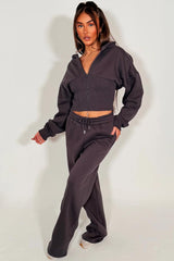 womens crop corset hoodie and joggers casual loungewear co ord set airport outfit styledup
