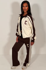 womens zip up sweatshirt and wide leg joggers lounge set tracksuit styledup