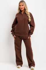 womens loungewear half zip sweatshirt and joggers tracksuit set airport outfit