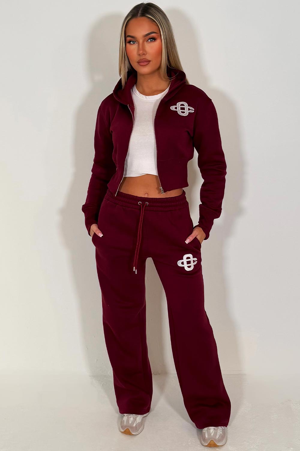 womens joggers and crop corset hoodie tracksuit set two piece couture club womens