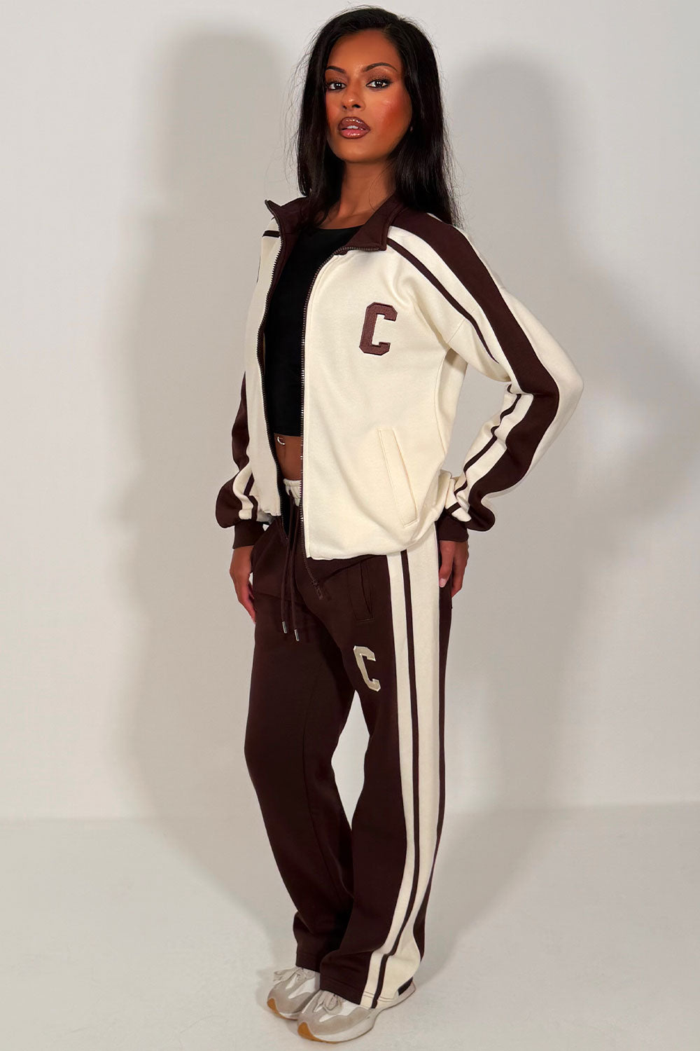 womens zip up tracksuit lounge set airport outfit styledup