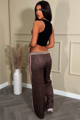 pink side stripe wide leg joggers styledup 