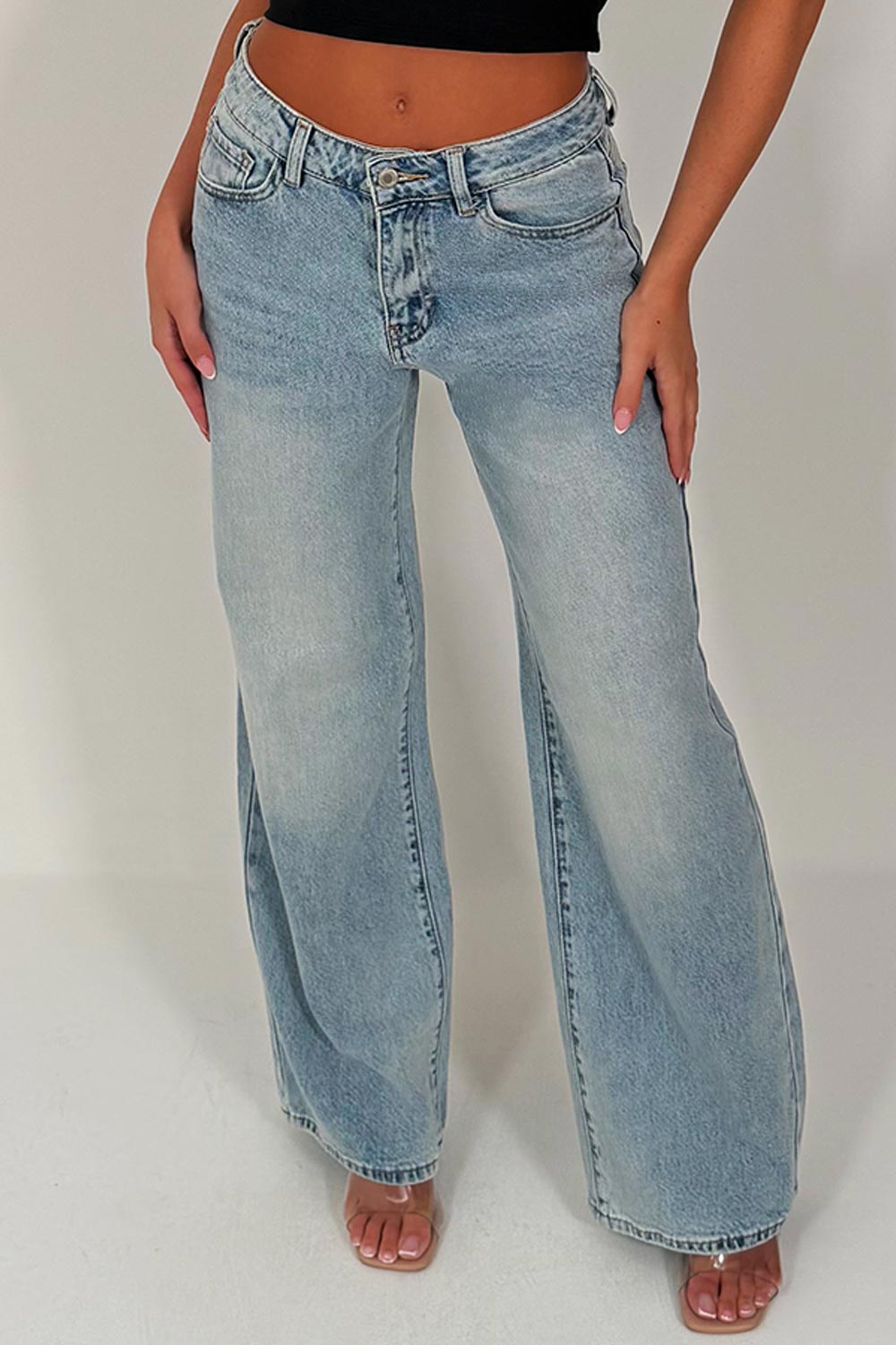 womens wide leg high waist jeans light wash denim zara uk sale