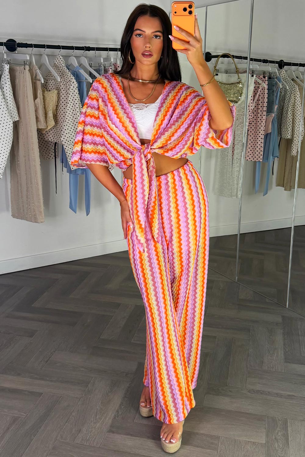 womens wide leg trousers and tie front top two piece summer holiday outfit set styledup uk white fox