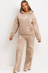 womens hoodie and joggers tracksuit set with bubble puffed up crosses styled up