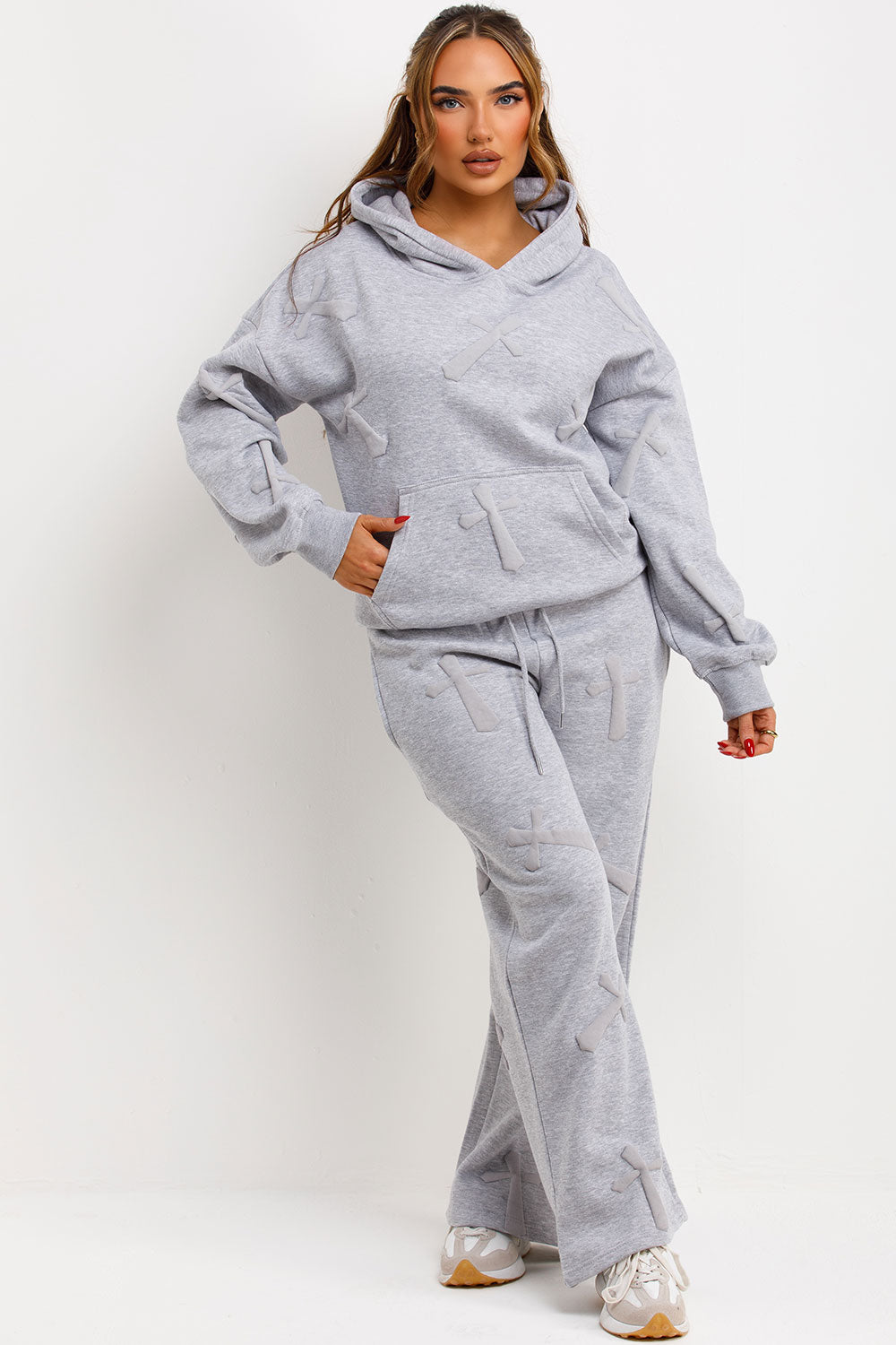 bubble puffed up cross hoodie and joggers two piece loungewear co ord set