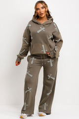 womens tracksuit with bubble puffed up crosses styled up loungewear co ord set