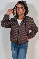 stradivarius checked technical jacket brown styledup uk