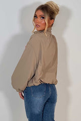 womens beige funnel neck jacket styledup uk