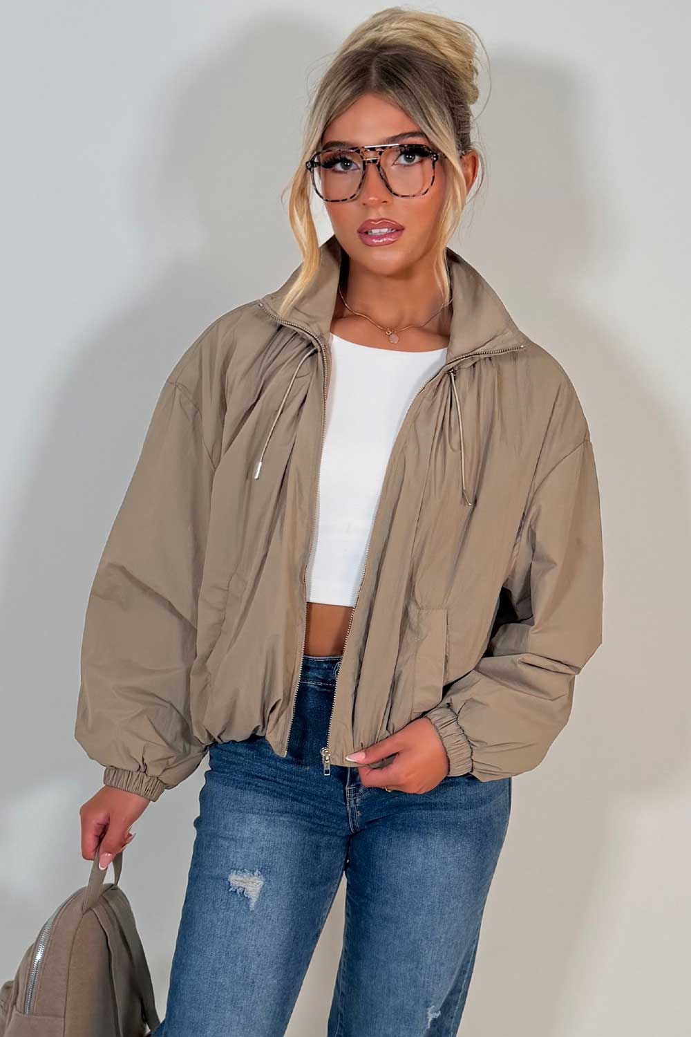transitional funnel neck jacket for womens cernucci styledup uk  
