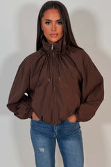 womens cernucci jacket with funnel neck windbreaker styledup uk