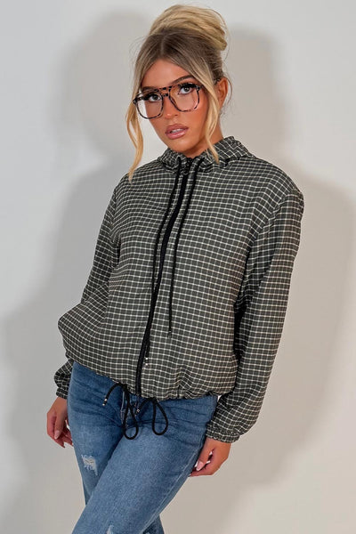 hooded checked jacket stradivarius uk